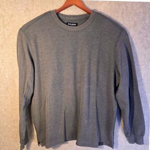 Filson Mens Charcoal Grey Waffle Knit Long Sleeve Crewneck Shirt XXL FCOP017698